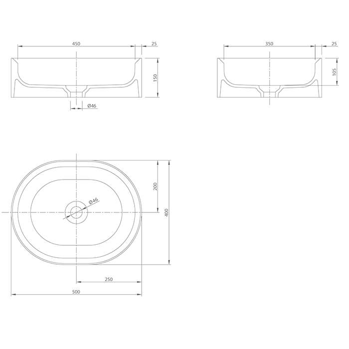 Knief раковина 50х40х15 см, без отв., накладная, без перелива, Pearl, 0600-053-01/bi matt цвет: белый