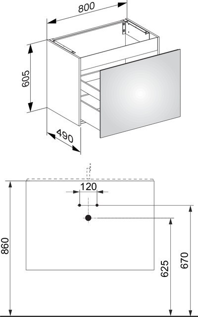 Keuco тумба под раковину 490 мм х 800 мм х 605 мм, plan, белый арт. 32962 300000