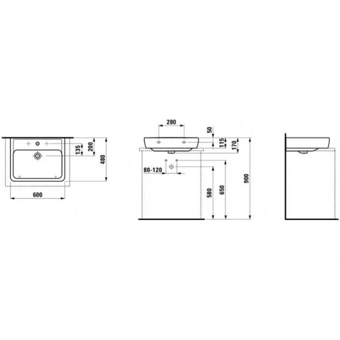 LAUFEN раковина 60x48, PRO A - 8.1795.2.000.104.1
