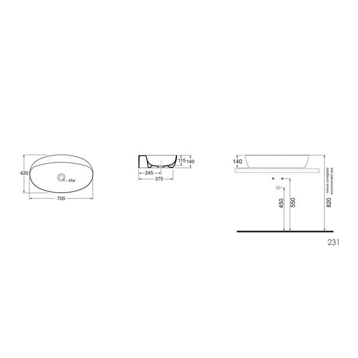 Azzurra Раковина 42x70 Elegance, ELLA070420C0BI/(ECI70 bi)*0 цвет: белый