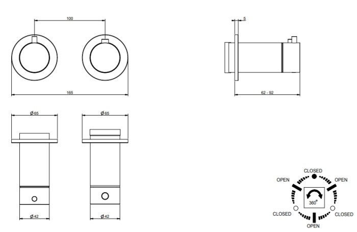 Gessi Смеситель для душа, термостатический, встраиваемый, на 3 позиции, Anello, 63335#707 цвет: black metal brushed pvd