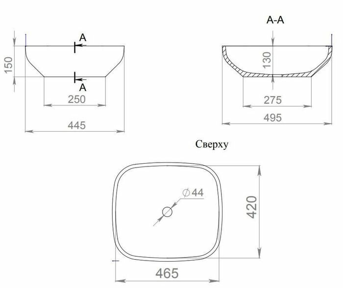 Salini раковина накладная 49,5x44,5, gloria, 1102208mrf цвет: матовый белый