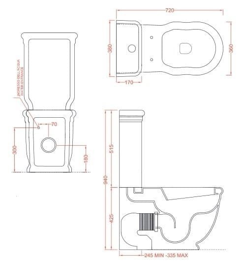 ArtCeram бачок для унитаза, hev009 03 00 hermitage цвет: черный глянцевый
