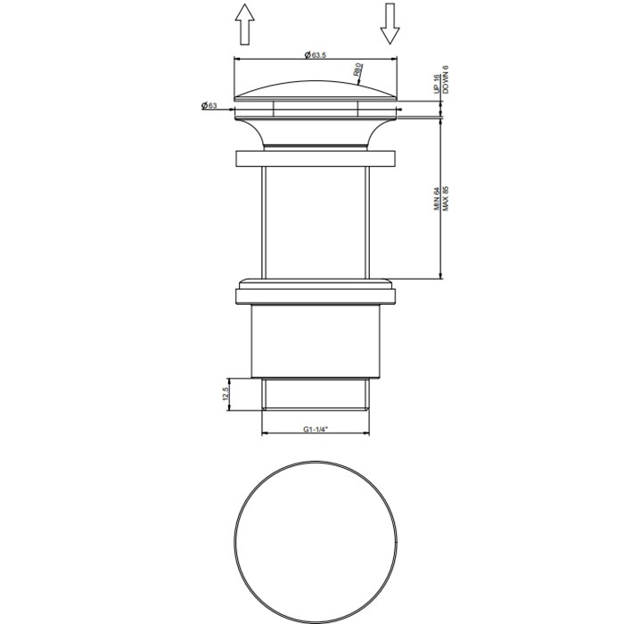 Gessi Автоматический донный клапан “Stop&Go” для раковины без перелива, золото - 01423#030