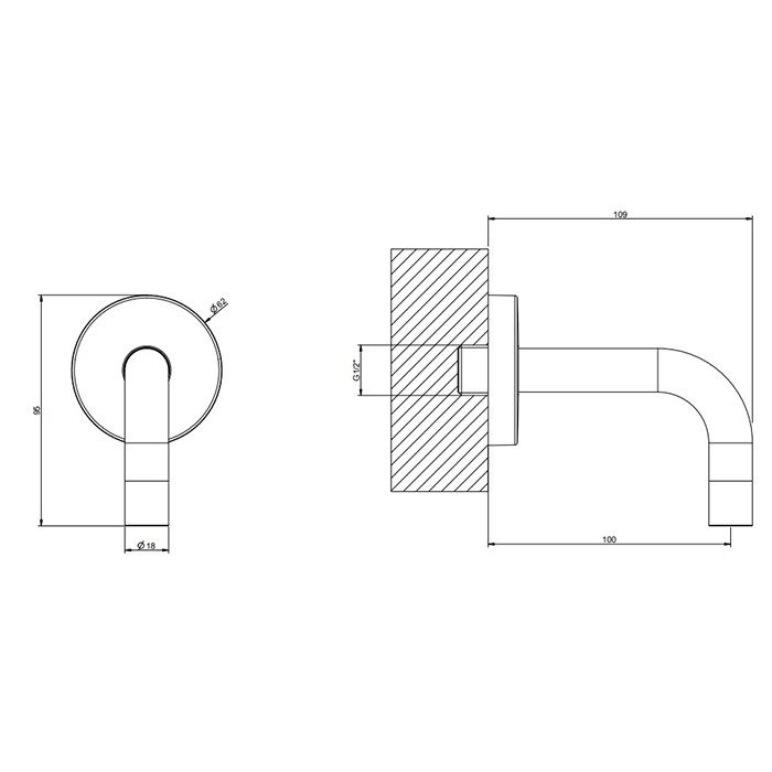 Gessi Настенный излив короткий, комбинируемый с удаленным управлением, Emporio Via tortona, 44285#299 цвет: black xl