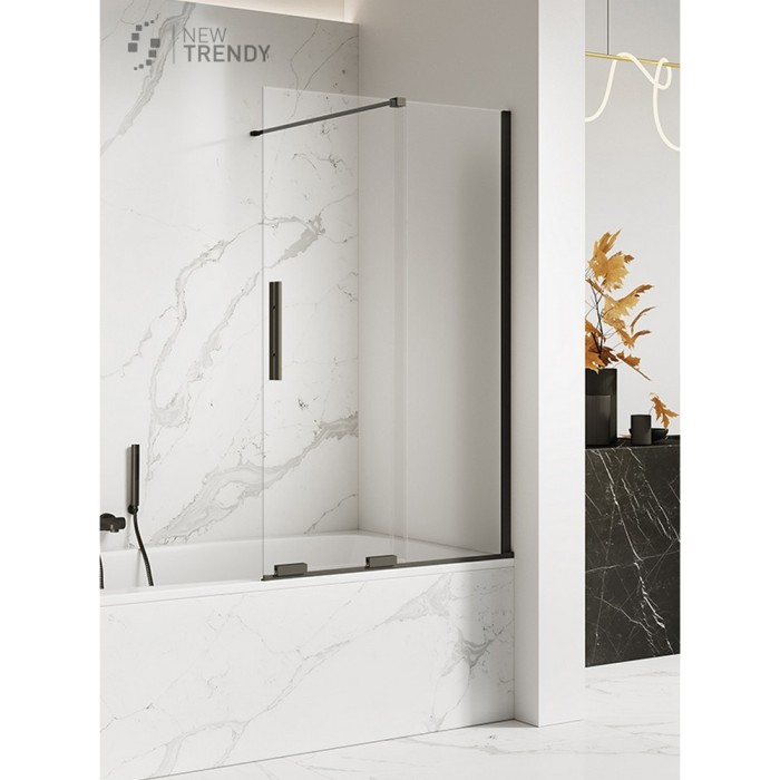 Шторка для ванны 140x150, New trendy Smart black, черный арт. EXK-4204