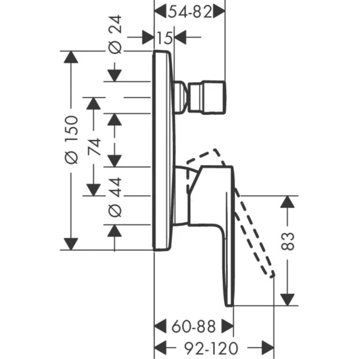 Hansgrohe смеситель для ванны, Vernis Blend, хром арт. 71466000