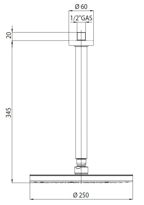 Bossini верхний душ с кронштейном, oki, хром арт. h31410g.030