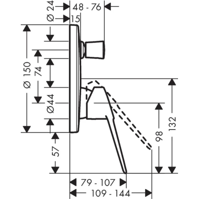 Hansgrohe смеситель для ванны, Novus Loop, хром арт. 71345000
