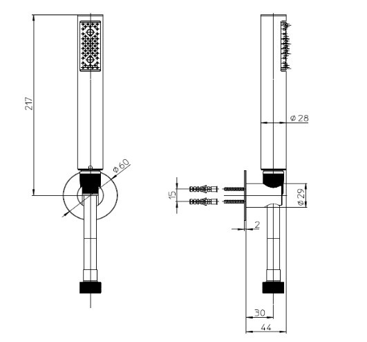 Bossini душевой набор hansgrohe c ручным душем, шлангом и держателем, zen/nobu, нержавеющая сталь арт. inc003.075