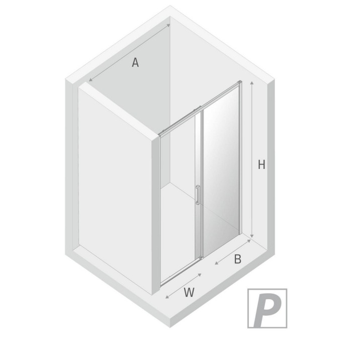 Дверь в нишу prime 120x200 r, New trendy Prime chrome, хром арт. D-0303A