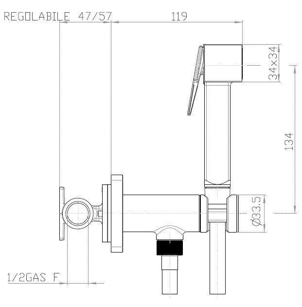 Bossini гигиенический душ со смесителем brass, cube brass, черный арт. e38003b.073