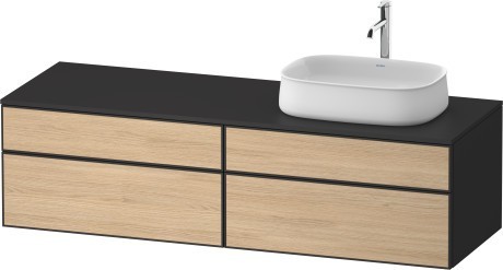 Duravit тумба подвесная с вырезом под раковину справа 550 мм х 1600 мм х 442 мм, zencha, ze4824r30800000 цвет: натуральный дуб/графит суперматовый