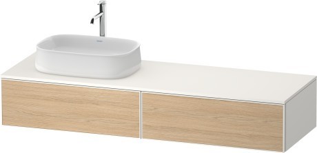 Duravit тумба подвесная с одним вырезом под раковину слева 550 мм х 1600 мм х 281 мм, zencha, ze4814l30840000 цвет: натуральный дуб/белый суперматовый