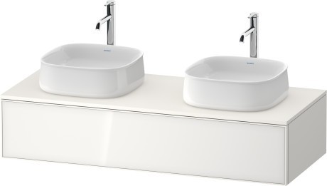 Duravit тумба подвесная под две раковины 550 мм х 1300 мм х 281 мм, zencha, ze4813b64840000 цвет: белое стекло/белый суперматовый