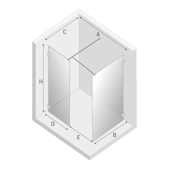 Душевое ограждение eventa walk-in 120x80x200, New trendy Eventa chrome, хром арт. EXK-4649