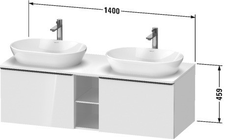 Duravit тумба подвесная под раковину слева 1400 мм х 550 мм и открытой полкой, d-neo, de4950l7979 цвет: орех натуральный