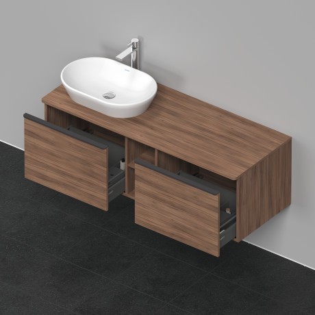 Duravit тумба подвесная под раковину слева 1400 мм х 550 мм и открытой полкой, d-neo, de4950l7979 цвет: орех натуральный