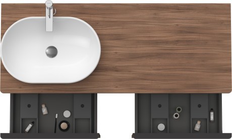 Duravit тумба подвесная под раковину слева 1400 мм х 550 мм и открытой полкой, d-neo, de4950l7979 цвет: орех натуральный