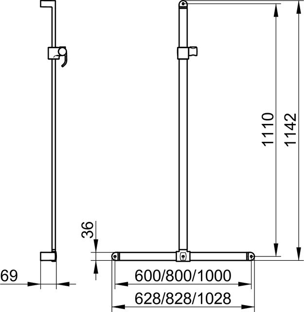 Keuco поручень вдоль стены с душевой штангой 628/1142 мм, elegance, хром арт. 31614 010611