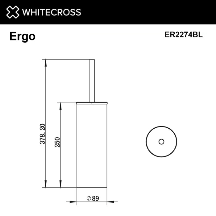 Ершик для унитаза, напольный, Whitecross Ergo black, черный мат арт. ER2274BL