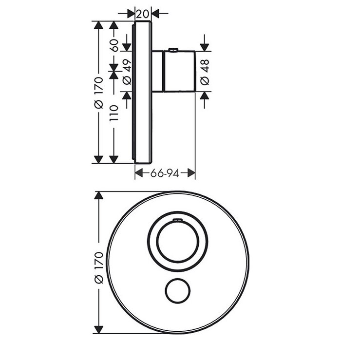 AXOR термостат для душа, ShowerSelect, никель арт. 36726820