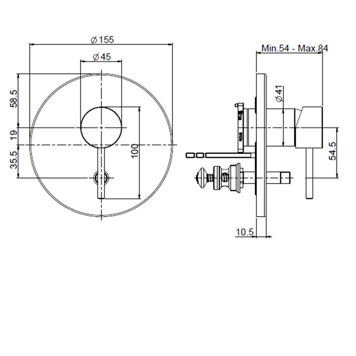 Fima Carlo Frattini смеситель для душа встроенный, на 2 источника, spillo up, черный арт. f3039x2ns