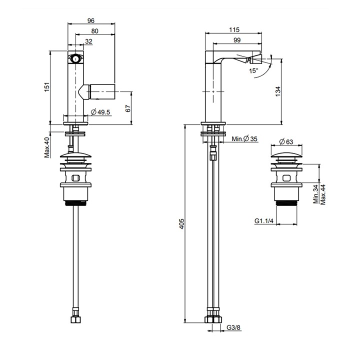 Fima Carlo Frattini смеситель для биде, на 1 отв., nomos go, хром арт. f4162cr