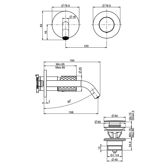 Fima Carlo Frattini смеситель для раковины, встраиваемый, излив: 15.8см., spillo tech, хром арт. f3051twx8xns