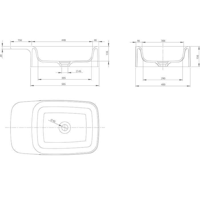 Knief раковина 67х40х15 см, без отв., Pride, 0600-073-01 цвет: белый