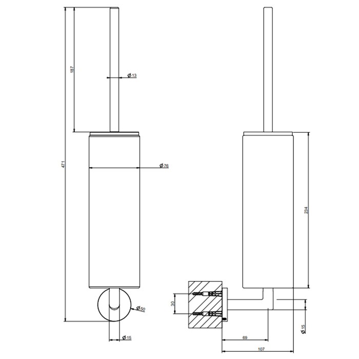 Gessi Ершик настенный черный, Tondo, 63620#031 цвет: хром