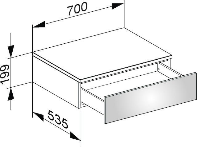 Keuco тумба боковая подвесная с одним выдвижным фронтальным ящиком, edition 400, трюфель арт. 31740 140000