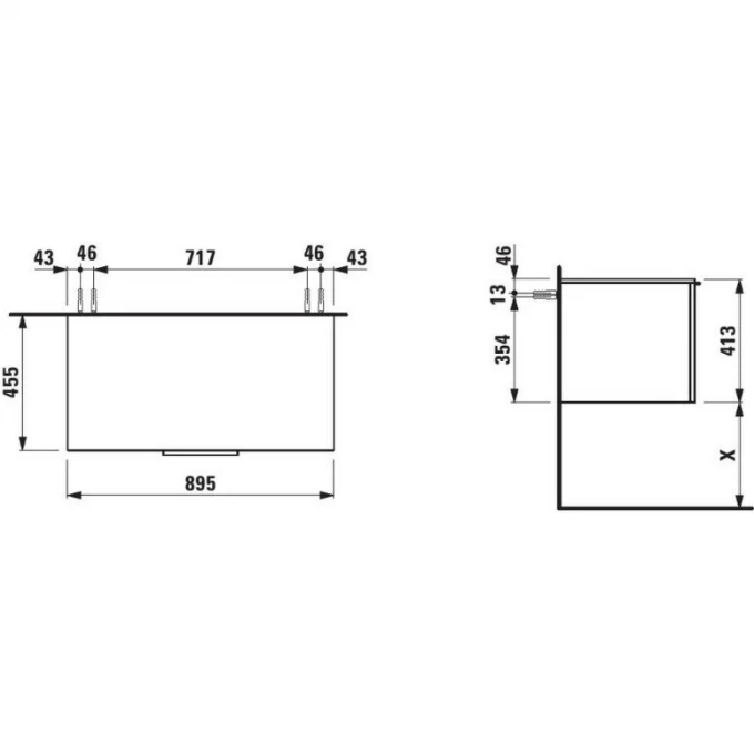 LAUFEN тумба со столешницей 895x455x415, KARTELL - 4.0785.0.033.631.1