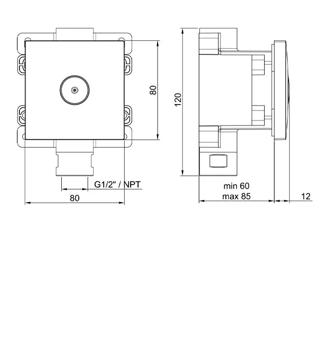 Форсунка боковая 80х80 мм, с распыляемой струей, Almar Body Jets, E044261.HB цвет: латунь брашированная PVD