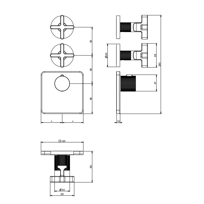 Gessi Смеситель для душа, встраиваемый, термостатический, Inciso, 58344#031 цвет: хром