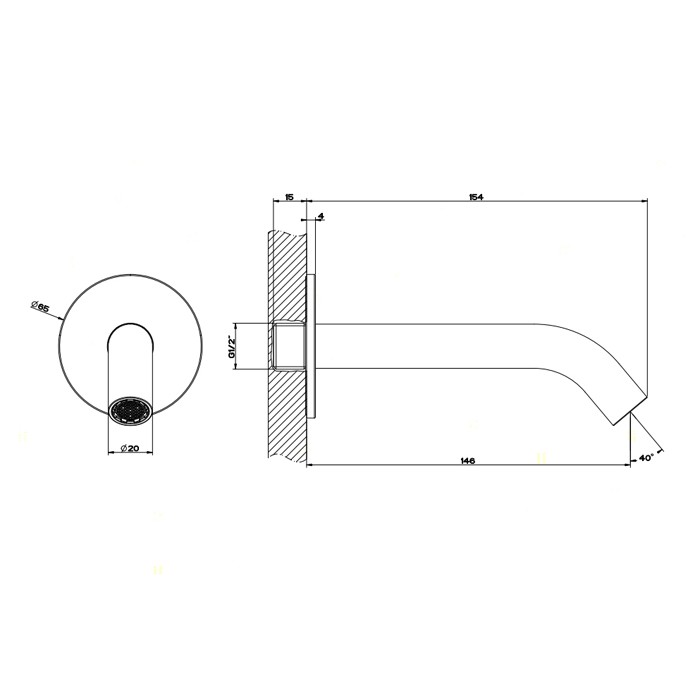 Gessi Настенный излив на 1/2”, комбинируемый с удаленным управлением, 316, 54010#239 цвет: шлифованная сталь