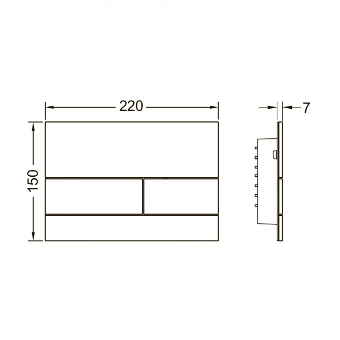 TECE панель смыва с двумя клавишами металлическая, стекло серое сатинированное, square ii - 9240826