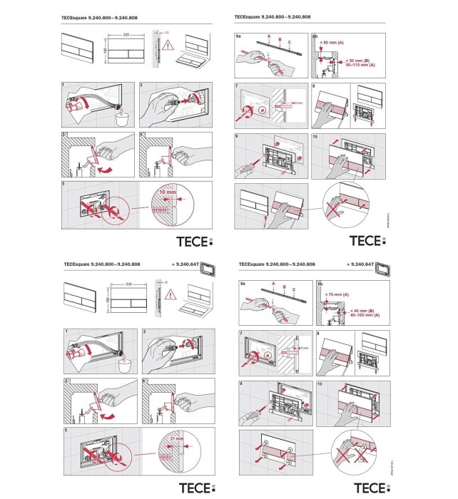 TECE панель смыва с двумя клавишами металлическая, стекло серое сатинированное, square ii - 9240826