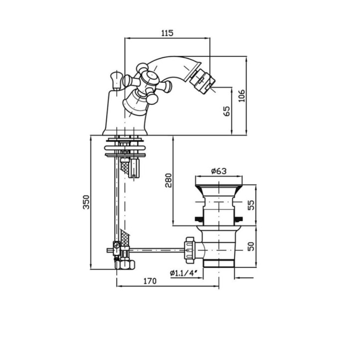 Zucchetti смеситель для биде на 1 отверстие, delfi, хром арт. z46601.8008