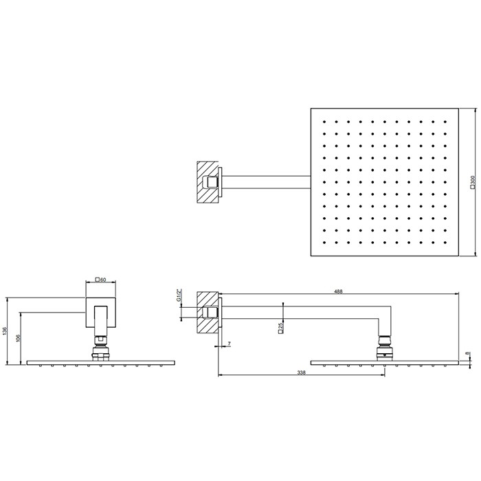 Gessi Верхний душ, подвесной, поворотная, с защитой от известкового налёта, Emporio shower, 47368#149 цвет: finox brushed nickel