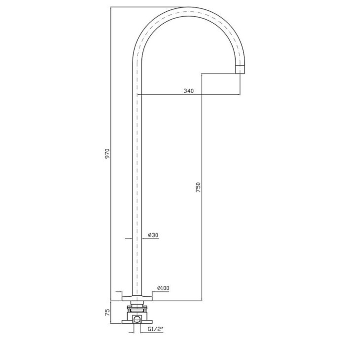 Zucchetti излив для ванны напольный, pan, хром арт. r99672 z92059