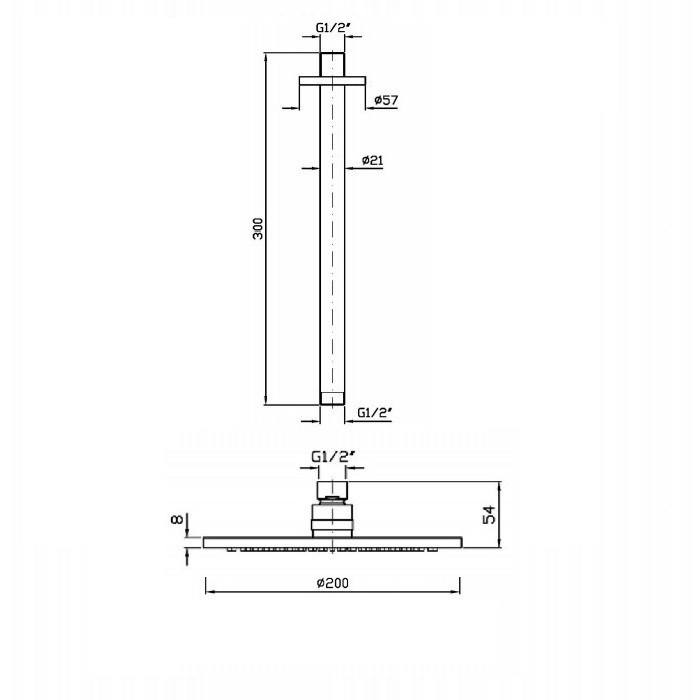 Zucchetti верхний душ, d20см, на потолок 30см., savoir, хром арт. z94265 z93024