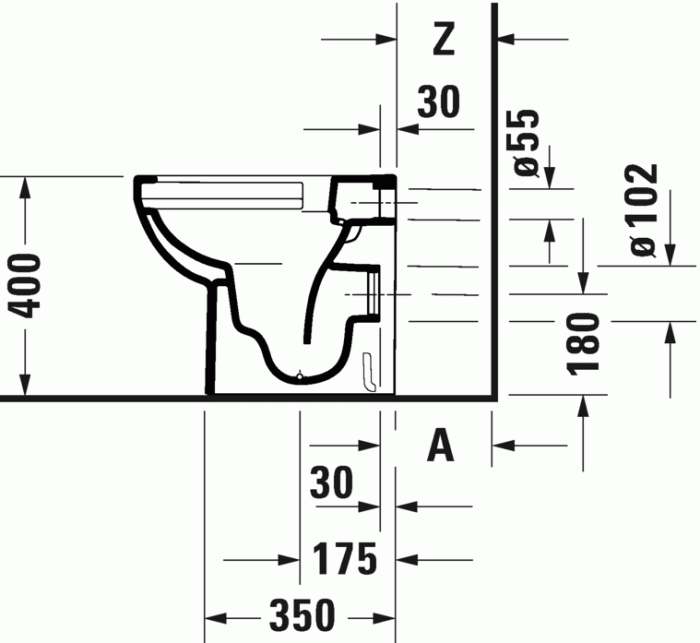 Duravit унитаз напольный basic с вертикальным смывом, без сидения, безободковый, durastyle, 2184090000 цвет: белый
