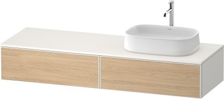 Duravit тумба подвесная с одним вырезом под раковину справа 550 мм х 1600 мм х 281 мм, zencha, ze4814r30840000 цвет: натуральный дуб/белый суперматовый