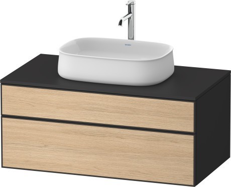 Duravit тумба подвесная с вырезом под раковину 550 мм х 1000 мм х 442 мм, zencha, ze4821030800000 цвет: натуральный дуб/графит суперматовый