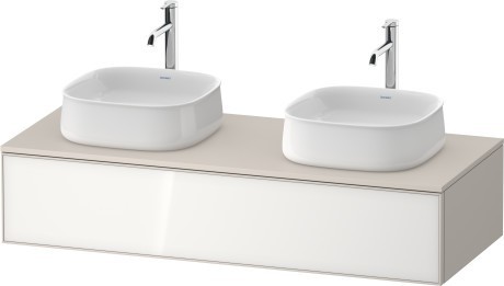 Duravit тумба подвесная под две раковины 550 мм х 1300 мм х 281 мм, zencha, ze4813b64830000 цвет: белое стекло/cеро-коричневый суперматовый