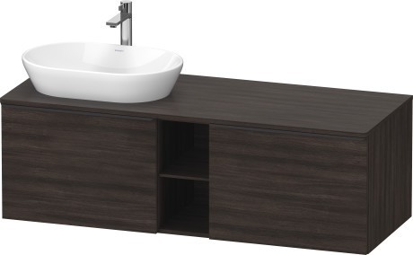 Duravit тумба подвесная под раковину слева 1400 мм х 550 мм и открытой полкой, d-neo, de4950l5353 цвет: каштан темный