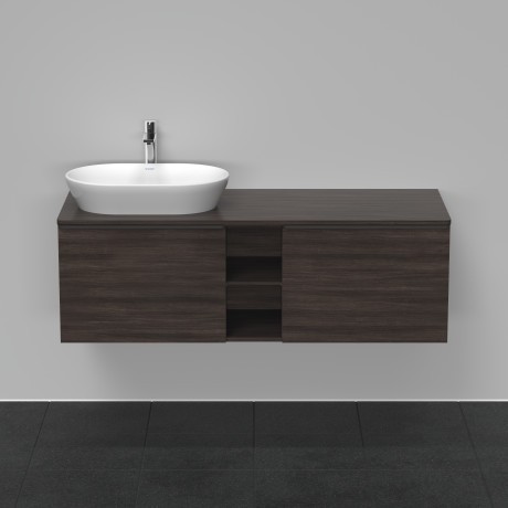 Duravit тумба подвесная под раковину слева 1400 мм х 550 мм и открытой полкой, d-neo, de4950l5353 цвет: каштан темный