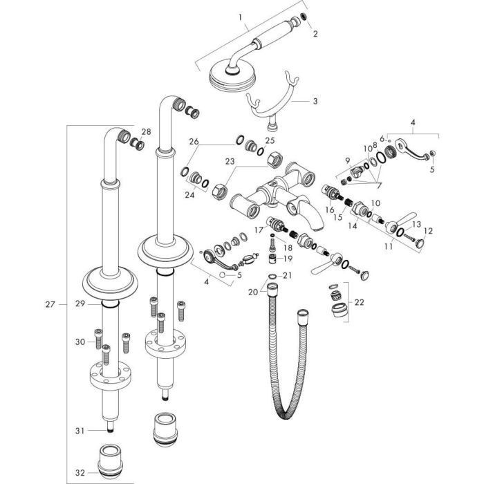 AXOR напольный смеситель для ванны, Montreux, шлифованная медь арт. 16553950