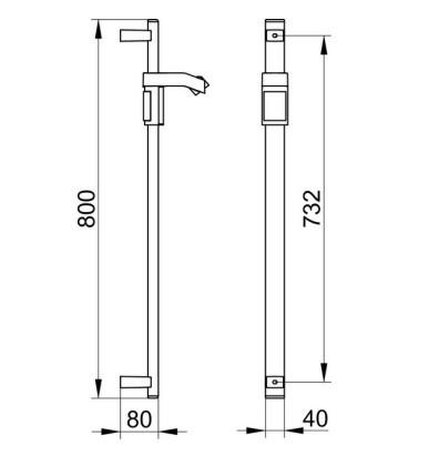 Keuco душевая штанга 800 мм, с держателем лейки, axess, хром арт. 35012 010800